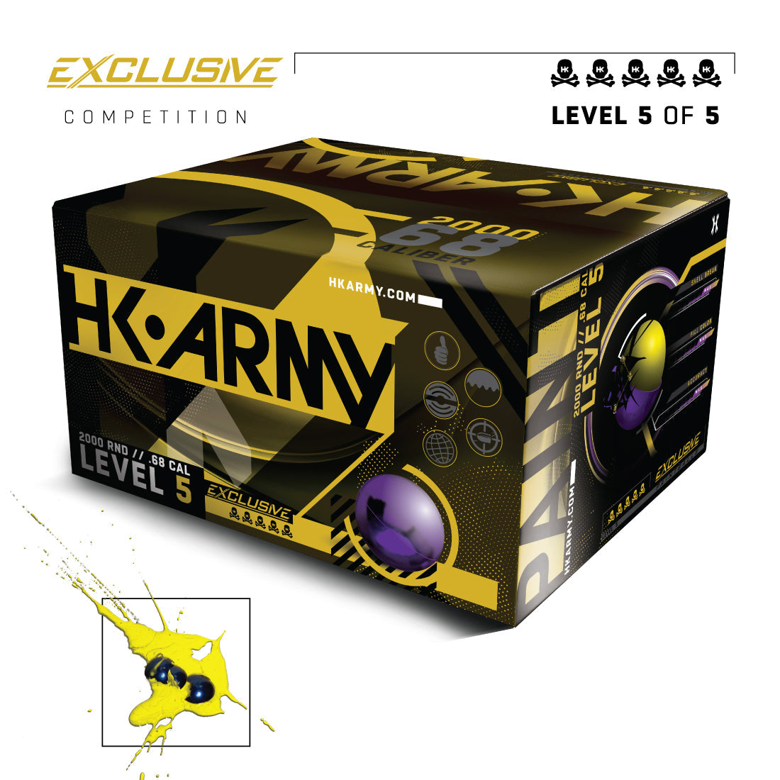 HK ARMY EXCLUSIVE - Level 5 | Tournament Grade Paintballs (Bolas de Pintura para Torneo) - .68 Cal.