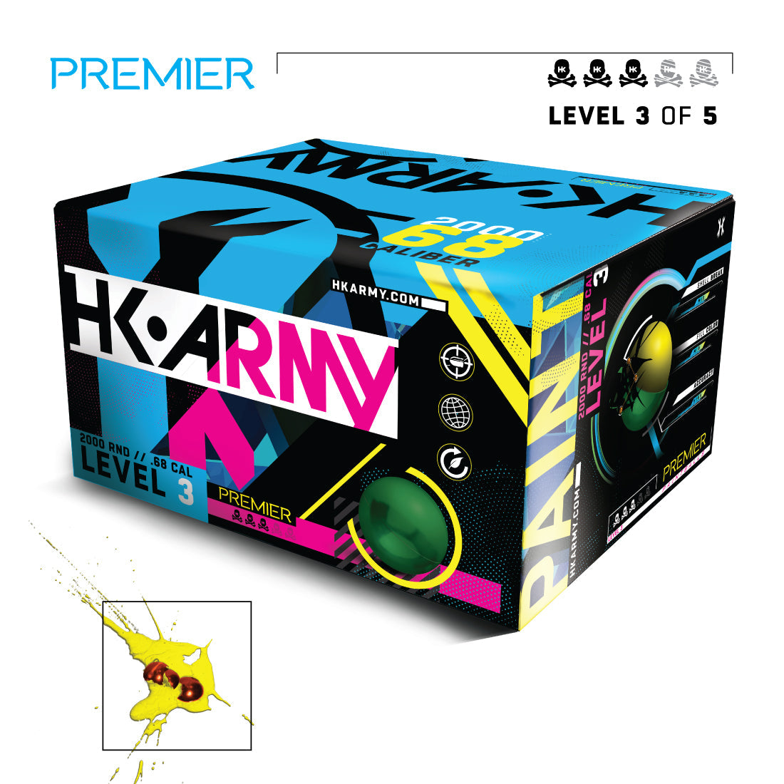 HK ARMY PREMIER - Level 3 | Mid Grade Paintballs (Bolas de Pintura para Escenario) - .68 Cal.