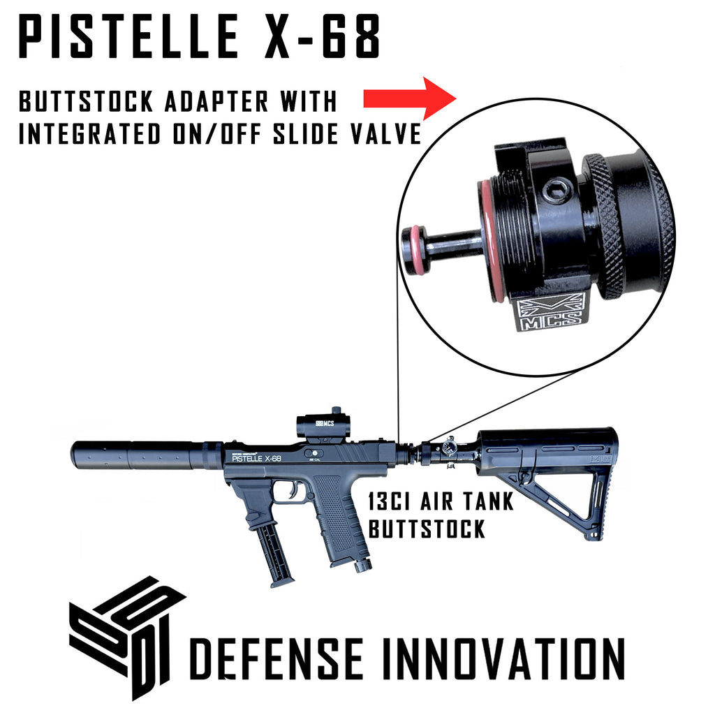 Adaptador MAX POWER de Aire en Culata con Sistema Deslizante de Emergencia Integrado On/Off para Marcadoras PISTELLE X-68