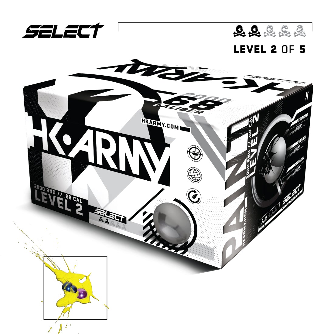 HK ARMY SELECT - Level 2 | Field Grade Paintballs (Bolas de Pintura para Campos de Renta) - .68 Cal.