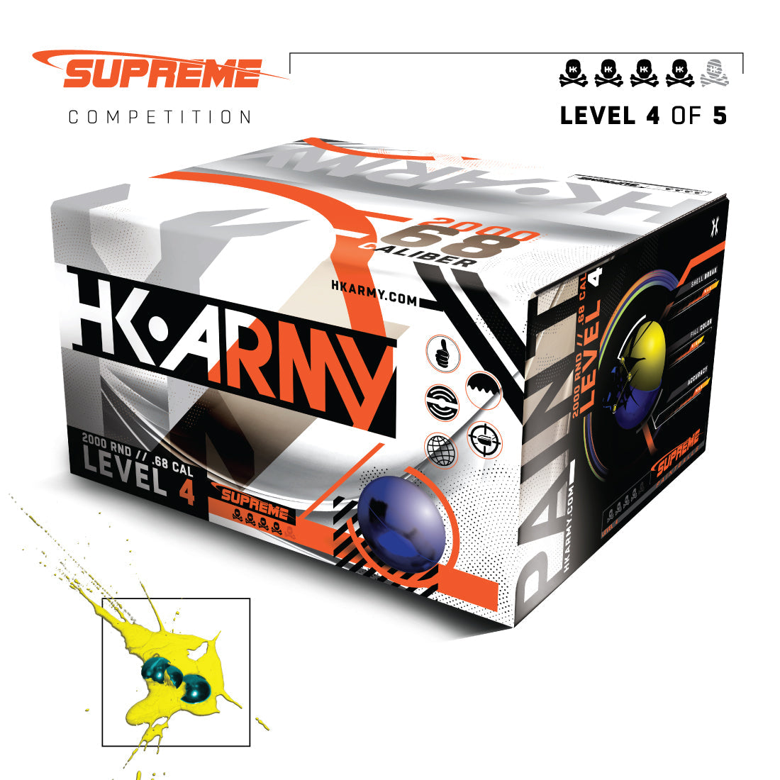 HK ARMY SUPREME - Level 4 | Competition Grade Paintballs (Bolas de Pintura para Competición) - .68 Cal.