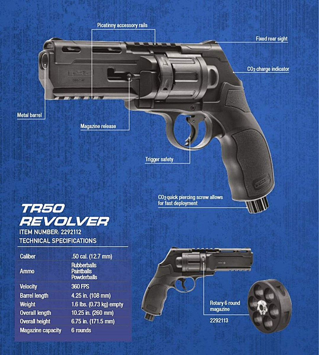 Revólver T4E TR50 Calibre .50 - 7.5 Joules | - &quot;THE ZOMBIE KILLER&quot;